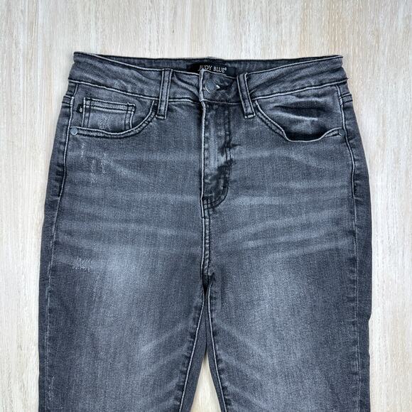 Judy Blue Gray Skinny Fit Mid Rise Capri Casual Cropped Ankle Denim Jeans 26 - Picture 2 of 16